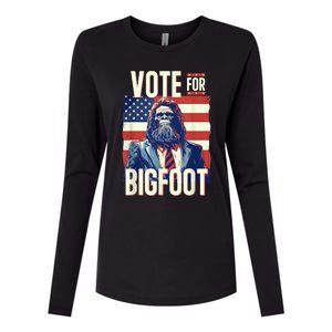 Bigfoot For President Election Vote Sasquatch Usa Flag 2024 Womens Cotton Relaxed Long Sleeve T-Shirt