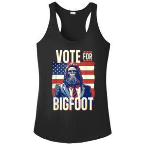 Bigfoot For President Election Vote Sasquatch Usa Flag 2024 Ladies PosiCharge Competitor Racerback Tank