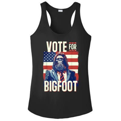 Bigfoot For President Election Vote Sasquatch Usa Flag 2024 Ladies PosiCharge Competitor Racerback Tank