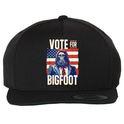 Bigfoot For President Election Vote Sasquatch Usa Flag 2024 Wool Snapback Cap