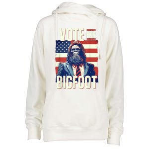 Bigfoot For President Election Vote Sasquatch Usa Flag 2024 Womens Funnel Neck Pullover Hood