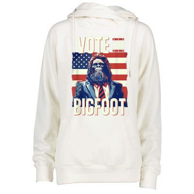 Bigfoot For President Election Vote Sasquatch Usa Flag 2024 Womens Funnel Neck Pullover Hood