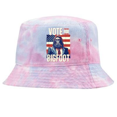 Bigfoot For President Election Vote Sasquatch Usa Flag 2024 Tie-Dyed Bucket Hat