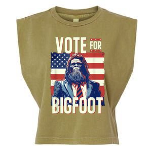 Bigfoot For President Election Vote Sasquatch Usa Flag 2024 Garment-Dyed Women's Muscle Tee