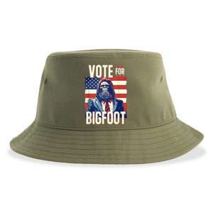 Bigfoot For President Election Vote Sasquatch Usa Flag 2024 Sustainable Bucket Hat