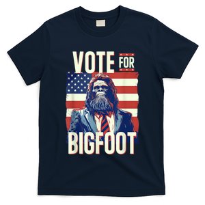 Bigfoot For President Election Vote Sasquatch Usa Flag 2024 T-Shirt