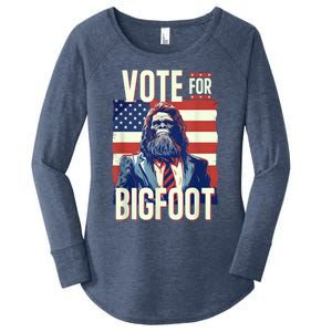 Bigfoot For President Election Vote Sasquatch Usa Flag 2024 Women's Perfect Tri Tunic Long Sleeve Shirt