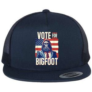 Bigfoot For President Election Vote Sasquatch Usa Flag 2024 Flat Bill Trucker Hat