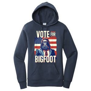 Bigfoot For President Election Vote Sasquatch Usa Flag 2024 Women's Pullover Hoodie