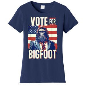 Bigfoot For President Election Vote Sasquatch Usa Flag 2024 Women's T-Shirt