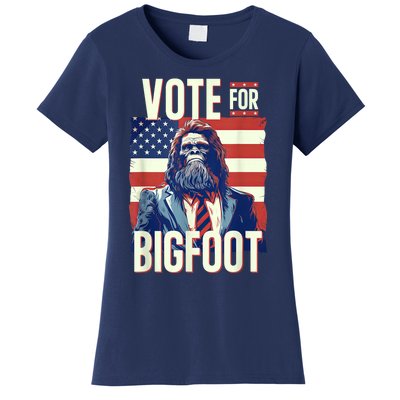 Bigfoot For President Election Vote Sasquatch Usa Flag 2024 Women's T-Shirt