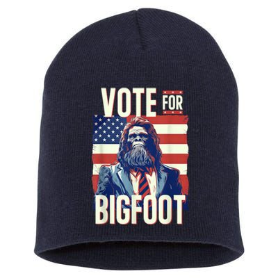 Bigfoot For President Election Vote Sasquatch Usa Flag 2024 Short Acrylic Beanie