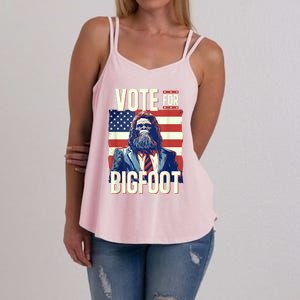 Bigfoot For President Election Vote Sasquatch Usa Flag 2024 Women's Strappy Tank