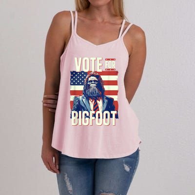 Bigfoot For President Election Vote Sasquatch Usa Flag 2024 Women's Strappy Tank