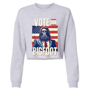 Bigfoot For President Election Vote Sasquatch Usa Flag 2024 Cropped Pullover Crew