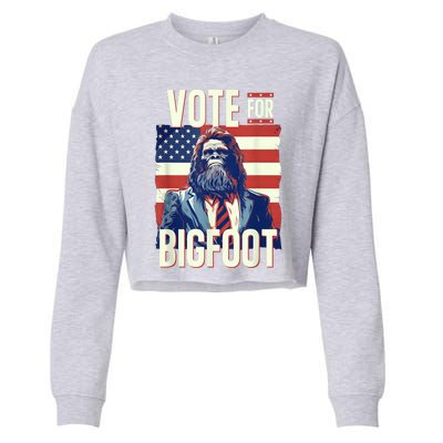 Bigfoot For President Election Vote Sasquatch Usa Flag 2024 Cropped Pullover Crew