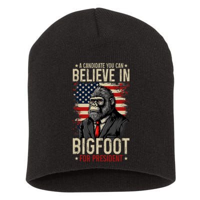 Bigfoot For President Election 2024 Funny Vote Sasquatch Usa Short Acrylic Beanie