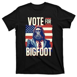 Bigfoot For President Election Vote Sasquatch Usa Flag 2024 T-Shirt