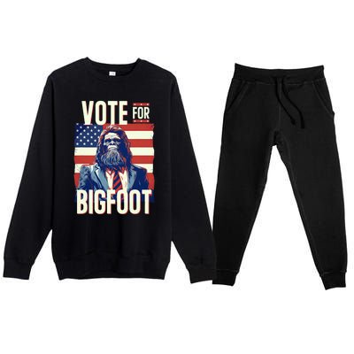 Bigfoot For President Election Vote Sasquatch Usa Flag 2024 Premium Crewneck Sweatsuit Set