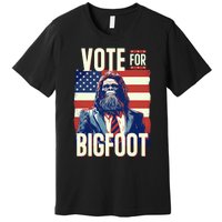 Bigfoot For President Election Vote Sasquatch Usa Flag 2024 Premium T-Shirt