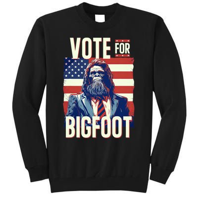 Bigfoot For President Election Vote Sasquatch Usa Flag 2024 Tall Sweatshirt