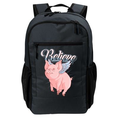 Believe Flying Pig With Wings Animal Motivational Novelty Gift Daily Commute Backpack