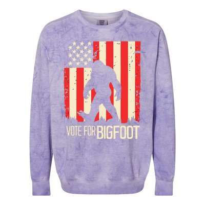 Bigfoot for President Election Vote Sasquatch USA Flag 2024 Colorblast Crewneck Sweatshirt