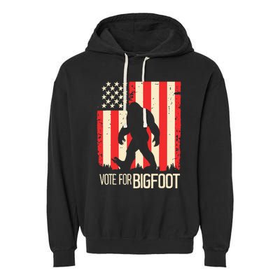 Bigfoot for President Election Vote Sasquatch USA Flag 2024 Garment-Dyed Fleece Hoodie