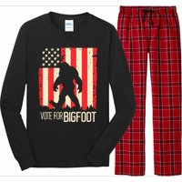 Bigfoot for President Election Vote Sasquatch USA Flag 2024 Long Sleeve Pajama Set