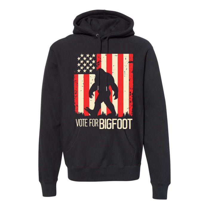 Bigfoot for President Election Vote Sasquatch USA Flag 2024 Premium Hoodie