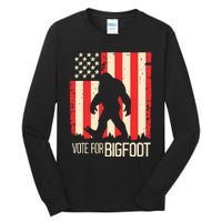 Bigfoot for President Election Vote Sasquatch USA Flag 2024 Tall Long Sleeve T-Shirt