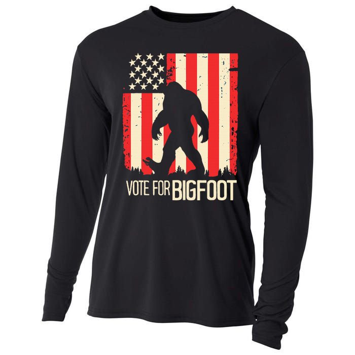 Bigfoot for President Election Vote Sasquatch USA Flag 2024 Cooling Performance Long Sleeve Crew