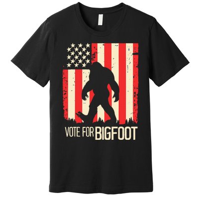 Bigfoot for President Election Vote Sasquatch USA Flag 2024 Premium T-Shirt