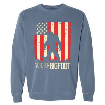 Bigfoot for President Election Vote Sasquatch USA Flag 2024 Garment-Dyed Sweatshirt