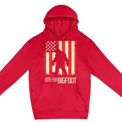 Bigfoot for President Election Vote Sasquatch USA Flag 2024 Premium Pullover Hoodie