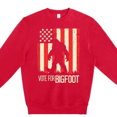 Bigfoot for President Election Vote Sasquatch USA Flag 2024 Premium Crewneck Sweatshirt