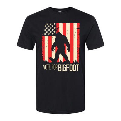 Bigfoot for President Election Vote Sasquatch USA Flag 2024 Softstyle CVC T-Shirt