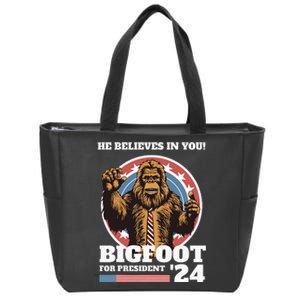 Bigfoot For President 2024 He Believes In You Sasquatch Zip Tote Bag