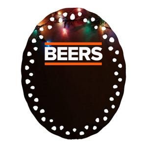 Beers Funny Party Beer Day Drinking Blue & Orange Ceramic Oval Ornament