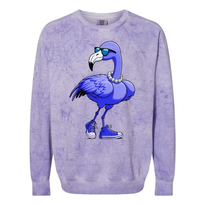 Blue Flamingo Pearls Comma La Kamala Harris 2024 Colorblast Crewneck Sweatshirt