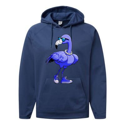 Blue Flamingo Pearls Comma La Kamala Harris 2024 Performance Fleece Hoodie