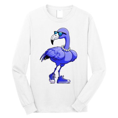 Blue Flamingo Pearls Comma La Kamala Harris 2024 Long Sleeve Shirt