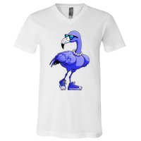 Blue Flamingo Pearls Comma La Kamala Harris 2024 V-Neck T-Shirt