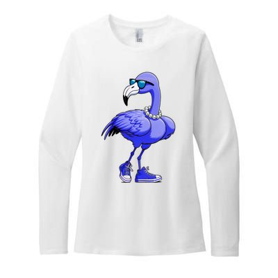 Blue Flamingo Pearls Comma La Kamala Harris 2024 Womens CVC Long Sleeve Shirt