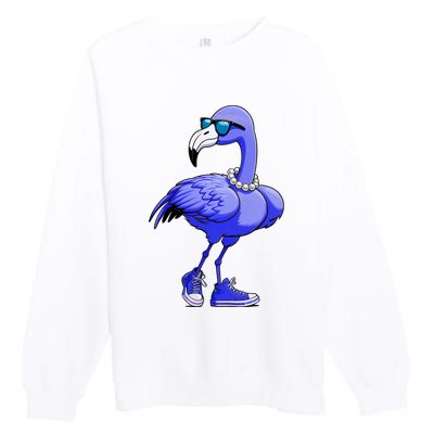 Blue Flamingo Pearls Comma La Kamala Harris 2024 Premium Crewneck Sweatshirt