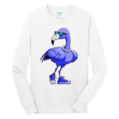 Blue Flamingo Pearls Comma La Kamala Harris 2024 Tall Long Sleeve T-Shirt