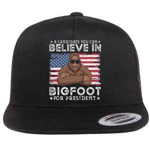 Bigfoot For President Election 2024 Funny Vote Sasquatch Usa Flat Bill Trucker Hat