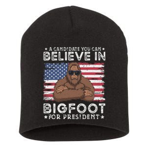 Bigfoot For President Election 2024 Funny Vote Sasquatch Usa Short Acrylic Beanie