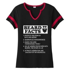 Beard Facts Protects Ageing Makes Manly Funny Bearded Dad Ladies Halftime Notch Neck Tee