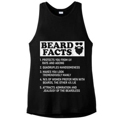 Beard Facts Protects Ageing Makes Manly Funny Bearded Dad Ladies PosiCharge Tri-Blend Wicking Tank